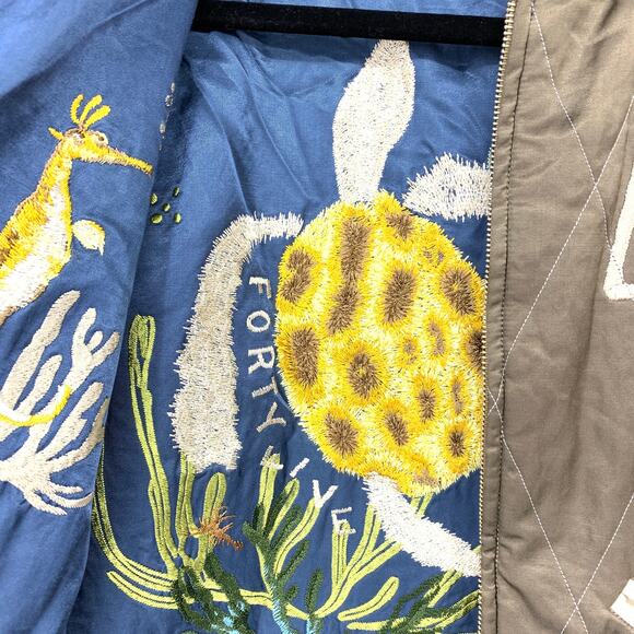 45 Revolutions Per Minute Men's Approx Sz S Bomber Jacket Embroidered Reversible - Picture 8 of 10